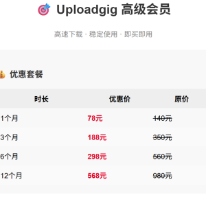 uploadgig Premium 1年 12个月 3个月 2个月 1个月高级会员